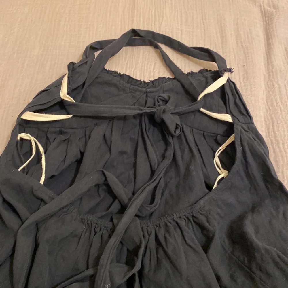 Free People Free- Est Open Black Strappy Maxi Dress with pockets Size L